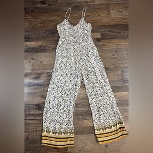 Gilli Floral Smocked Wide Leg Jumpsuit Spaghetti Straps Size S